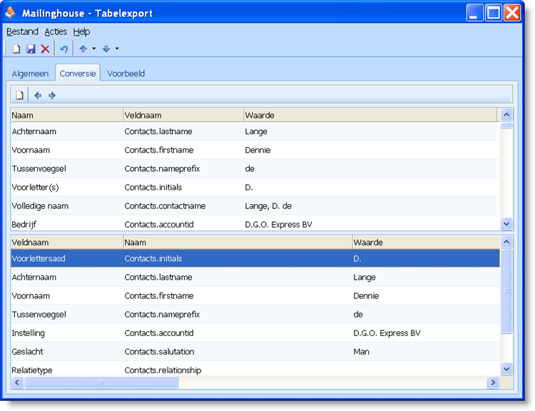 tableexportmapping